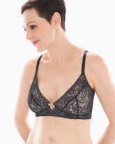 BLACK - Wireless Pocketed Lace Bra