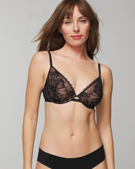 BLACK - Plunge Bra with Lace