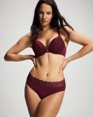VELVET PLUM - Push-up Plunge Bra with Lace