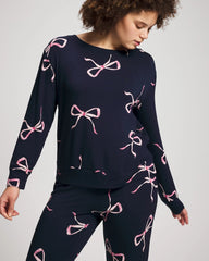 BELOVED BOWS GRAND NAVY - Long-Sleeve Pajama Top