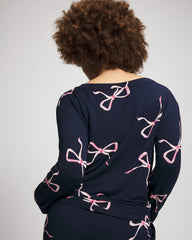 BELOVED BOWS GRAND NAVY - Long-Sleeve Pajama Top