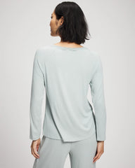 GREEN MIST - Pointelle Long Sleeve Pajama Top