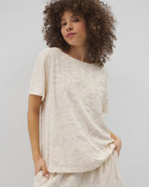 PARCHMENT - Jacquard Terry Short Sleeve Top