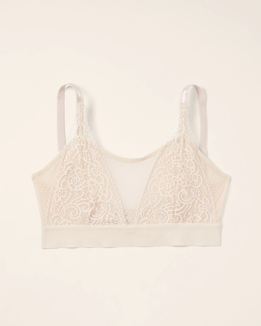 IVORY - Wireless Pocketed Cupless Lace Bralette