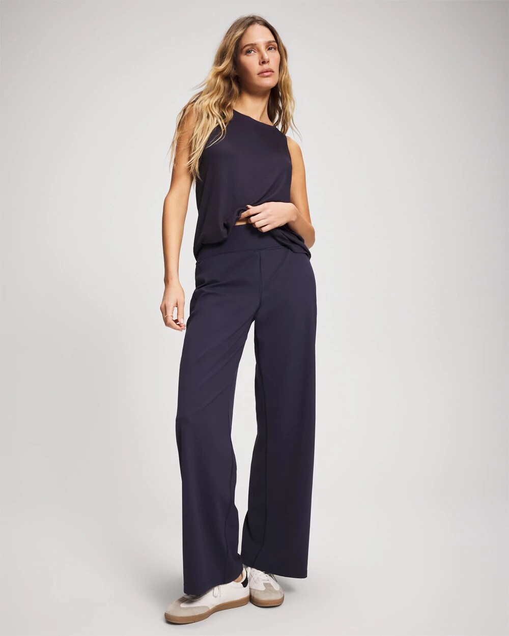 DEEP INDIGO - High-Waist Wide-Leg Pants