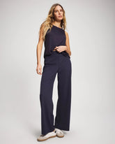 DEEP INDIGO - High-Waist Wide-Leg Pants