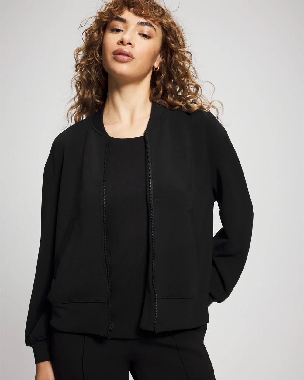 BLACK - Modern Modal Bomber Jacket