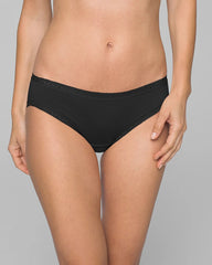 BLACK - Cotton Hipster Panty with Lace Trim