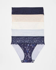 BOTANICAL TILE MULTI PACK - Edge Hipster Panty with Lace 5 Pack