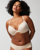 PALE SAND - Push-Up Plunge Bra with Lace