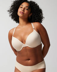 PALE SAND - Push-Up Plunge Bra with Lace