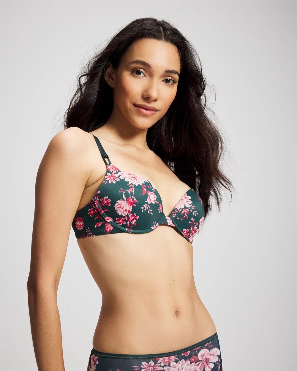 COTTAGE FLORAL MINI GREEN - Push-Up Plunge Bra