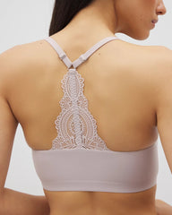 GRAY GLASS - Racerback Bralette with Lace Back