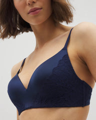 NIGHTFALL NAVY - Wireless Lace Push-Up Bra