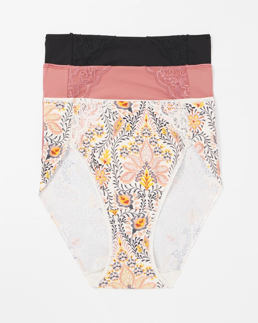 VINE PAISLEY MULTIPACK - High-Leg Brief Panty with Lace 3 Pack
