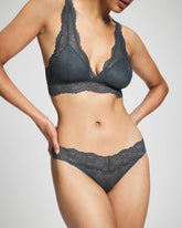 PETROL - Embraceable Thong Panty with Crochet Lace