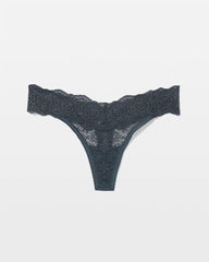 PETROL - Embraceable Thong Panty with Crochet Lace