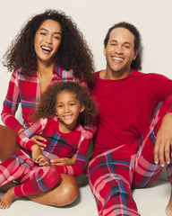 SNUGGLE UP PLAID RED - Long-Sleeve Notch Collar Pajama Top