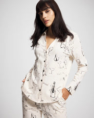 FIZZ THE SEASON FOIL - Long-Sleeve Notch Collar Pajama Top