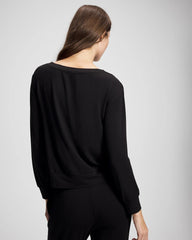 BLACK - Long-Sleeve Pajama Top