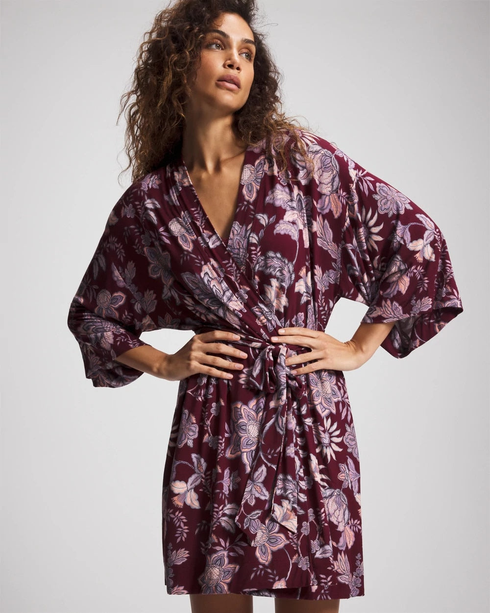 PAISLEY SPLENDOR PLUM - Short Robe