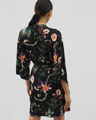 PARADISE PLUMES BLACK - Short Robe
