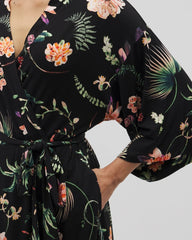 PARADISE PLUMES BLACK - Short Robe