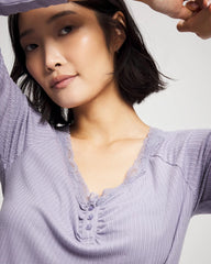 LAVENDER CLOUD - Pointelle Long Sleeve Pajama Top