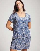 BOTANICAL TILE SUNDOWN - Short Sleeve Scoop Neck Sleepshirt
