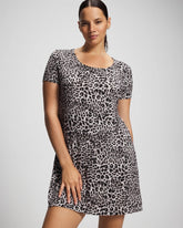 DIVINE LEOPARD TAUPE - Short Sleeve Scoop Neck Sleepshirt