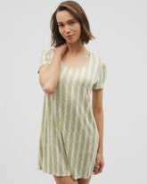 CHILL STRIPE CHAMPAGNE - Short Sleeve Scoop Neck Sleepshirt