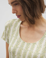 CHILL STRIPE CHAMPAGNE - Short Sleeve Scoop Neck Sleepshirt
