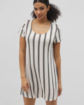 HAMPTON STRIPE BLACK - Short Sleeve Scoop Neck Sleepshirt