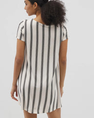 HAMPTON STRIPE BLACK - Short Sleeve Scoop Neck Sleepshirt