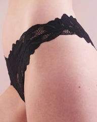 BLACK - Tanga Panty with Lace