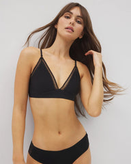 BLACK - Geo Lace Trim Bralette
