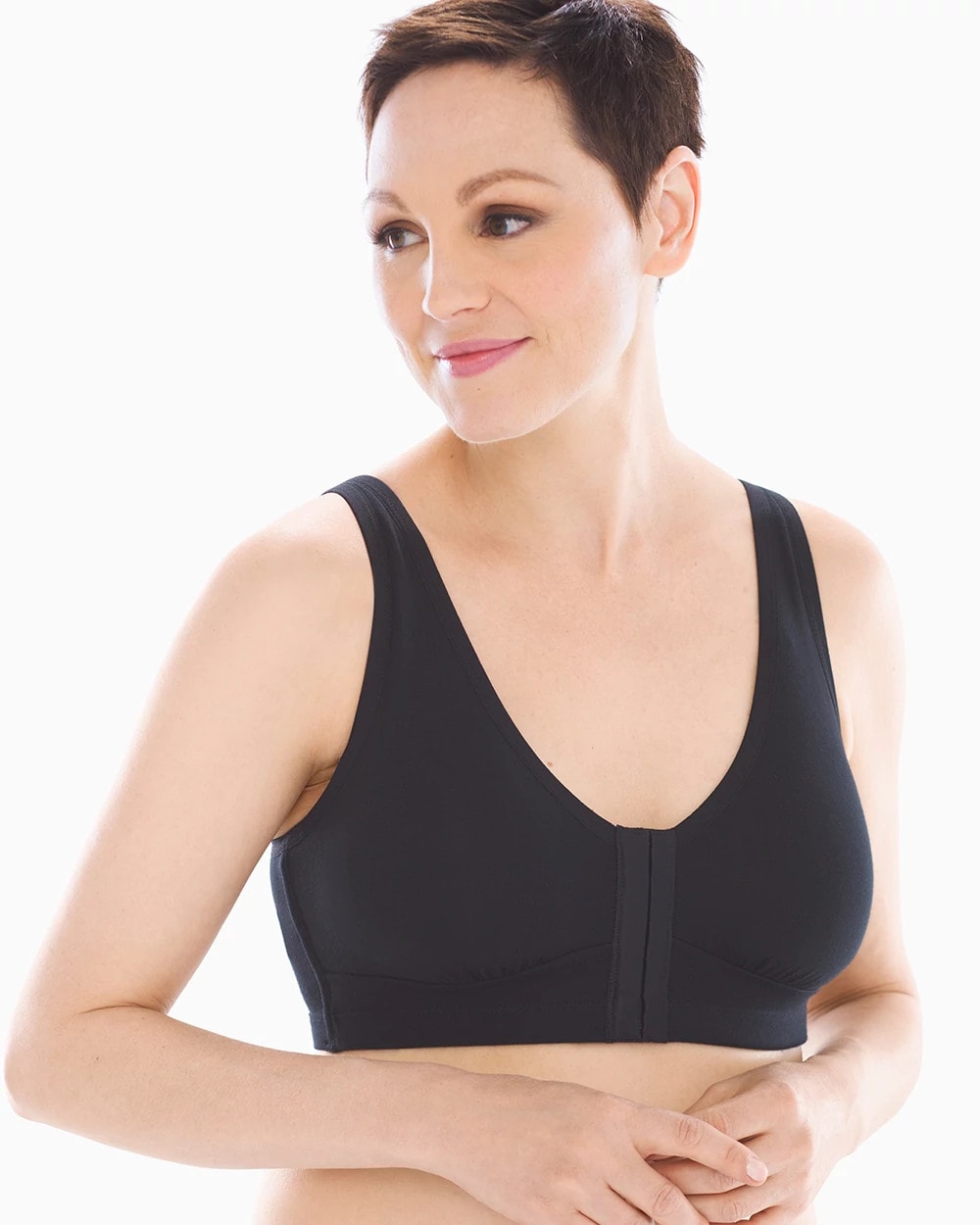 BLACK - Front-Closure Post-Surgery Bra
