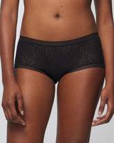 BLACK - Soma Boyshort Panty with Stretch Lace
