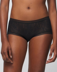 BLACK - Soma Boyshort Panty with Stretch Lace