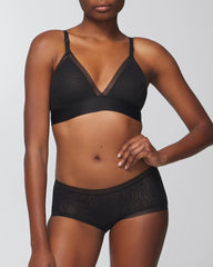 BLACK - Soma Boyshort Panty with Stretch Lace