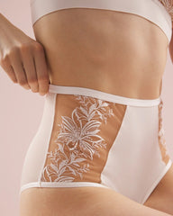 COCONUT ON SNDLWOOD MESH - Framed Embroidery High-Waisted Cheeky Panty