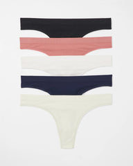 ALOE WASH MULTIPACK - Rib Thong Panty 5 Pack