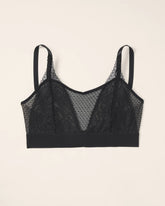 BLACK - Wireless Pocketed Cupless Lace Bralette
