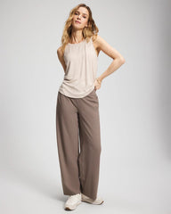 DARK TAUPE - High-Waist Wide-Leg Pants