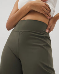 DARK GRAY OLIVE - High-Waist Wide-Leg Pants