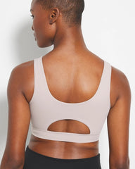 SILVER TAUPE - High-Neck Yoga Bra