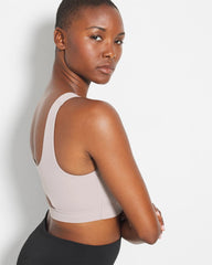 SILVER TAUPE - High-Neck Yoga Bra