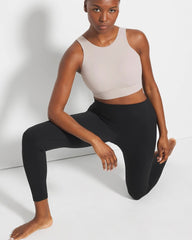 SILVER TAUPE - High-Neck Yoga Bra