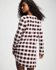 DREAMSCAPE PLAID BLACK - Long-Sleeve Sleepshirt