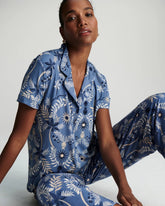BOTANICAL TILE SUNDOWN - Short Sleeve Notch Collar Pajama Top